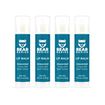 Bear Basics Beef Tallow Lip Balm 4-Pack - Unscented Grass-Fed Beef Tallow, 0.15 oz tubes