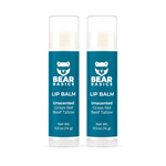 Bear Basics Beef Tallow Lip Balm 2-Pack - Unscented Grass-Fed Beef Tallow, 0.5 oz tubes