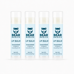 Bear Basics Coconut Oil Lip Balm 4-Pack - Unscented Organic Coconut Oil, 0.15 oz tubes